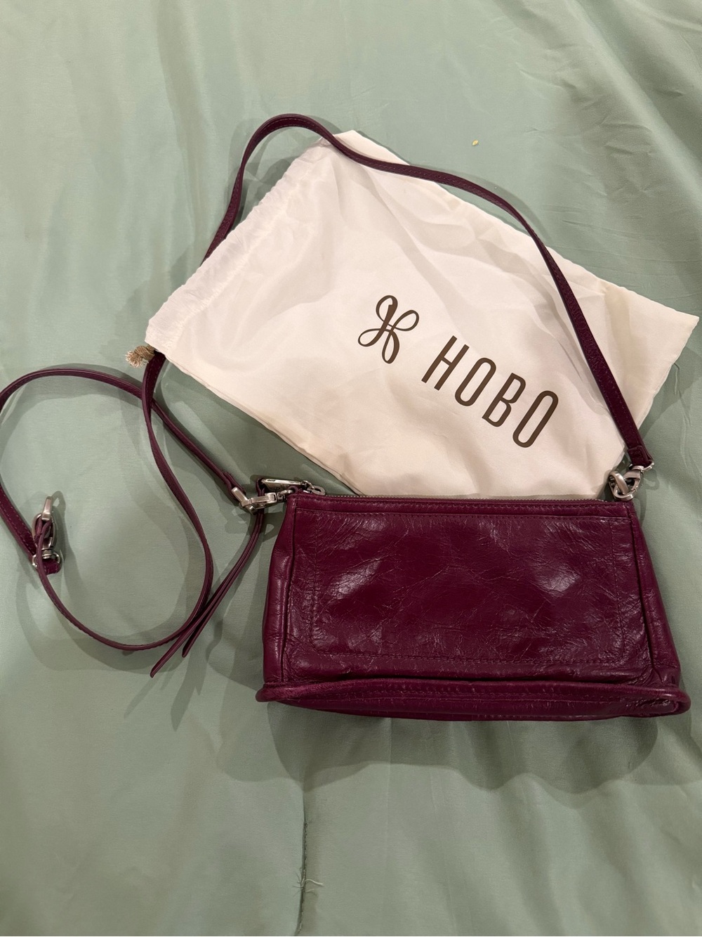 HOBO Plum Leather Crossbody Purse with Adjustable Strap